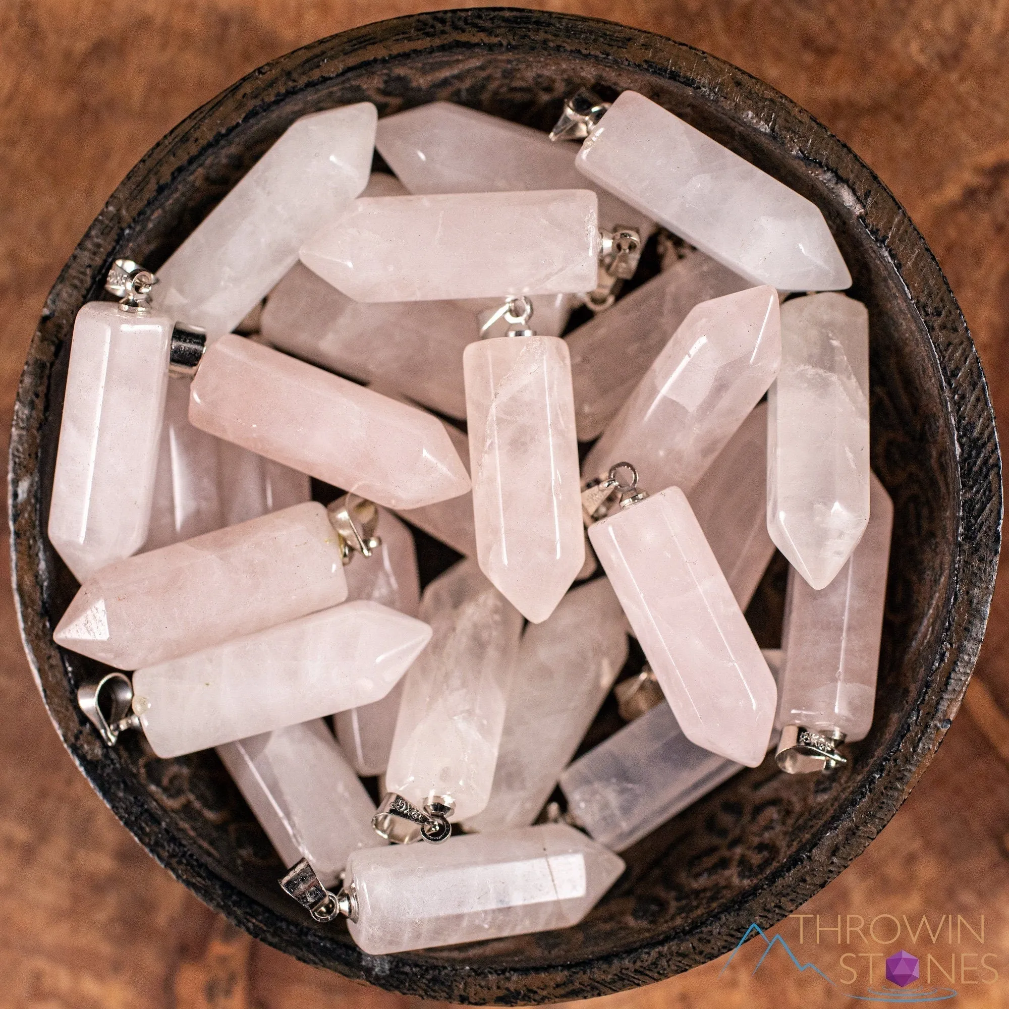 ROSE QUARTZ Crystal Pendant - Crystal Points, Pendulum, Birthstone, Handmade Jewelry, Healing Crystals and Stones, E1954