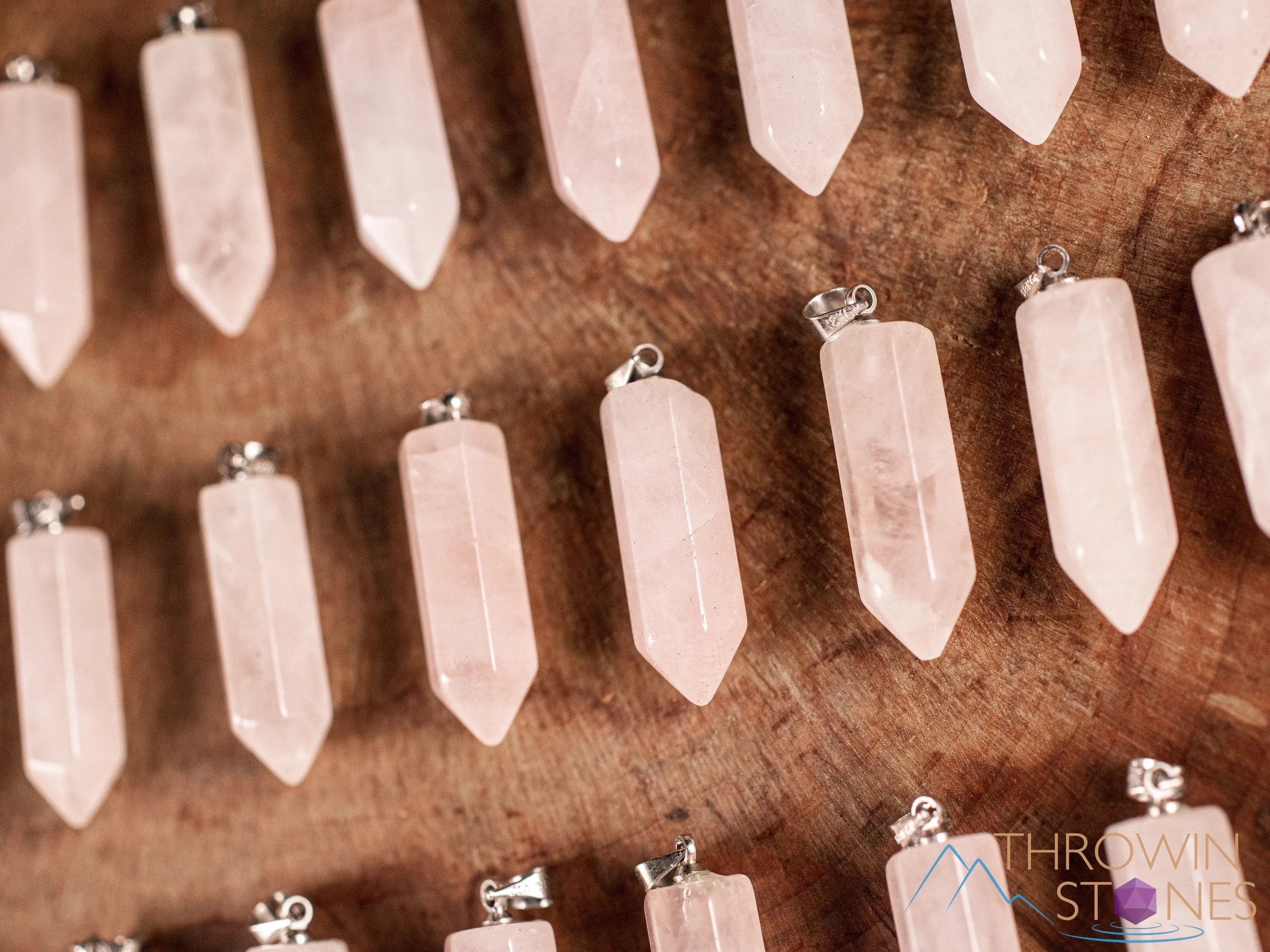 ROSE QUARTZ Crystal Pendant - Crystal Points, Pendulum, Birthstone, Handmade Jewelry, Healing Crystals and Stones, E1954