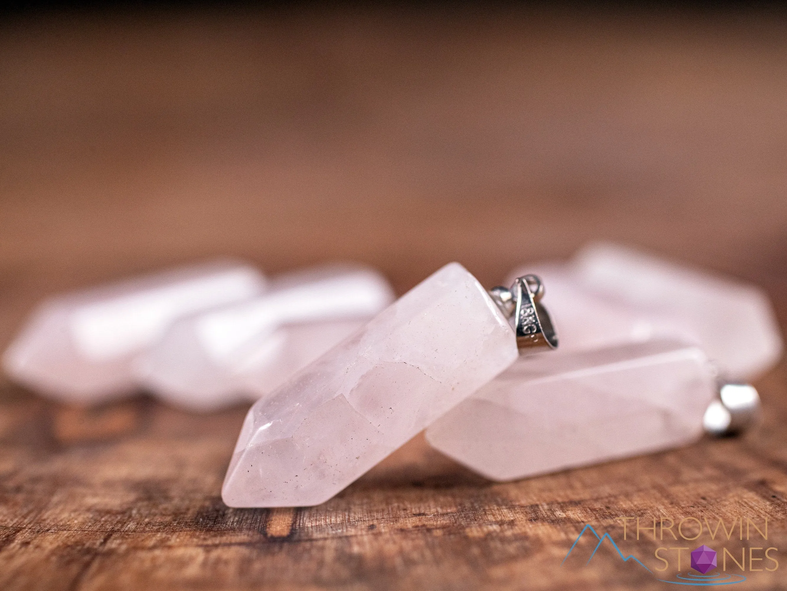 ROSE QUARTZ Crystal Pendant - Crystal Points, Pendulum, Birthstone, Handmade Jewelry, Healing Crystals and Stones, E1954