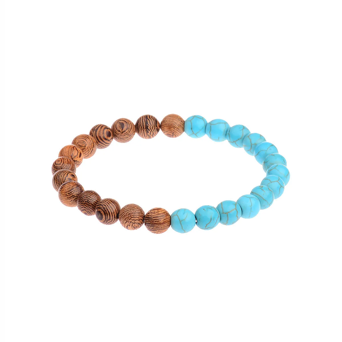 Round wood beaded beaded bracelet