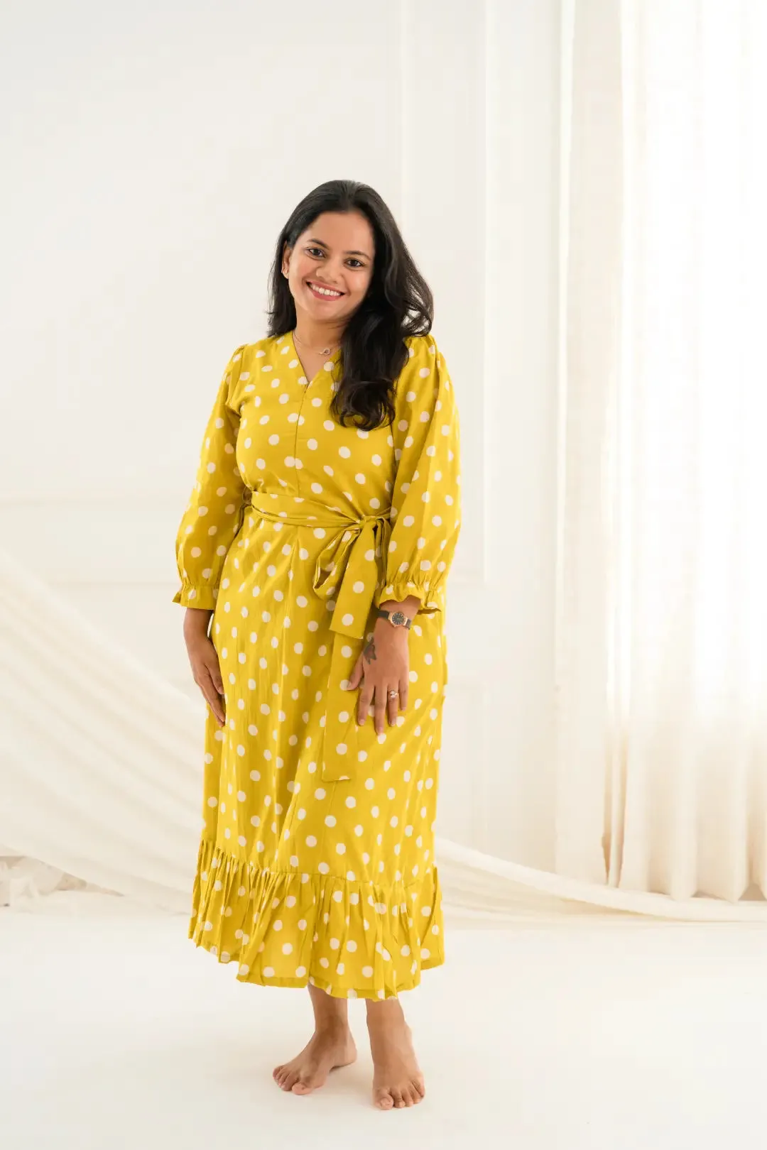 Satin Spots Maternity Feeding Dress