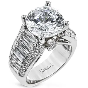 Simon G. Large Center Baguette Diamond Engagement Ring