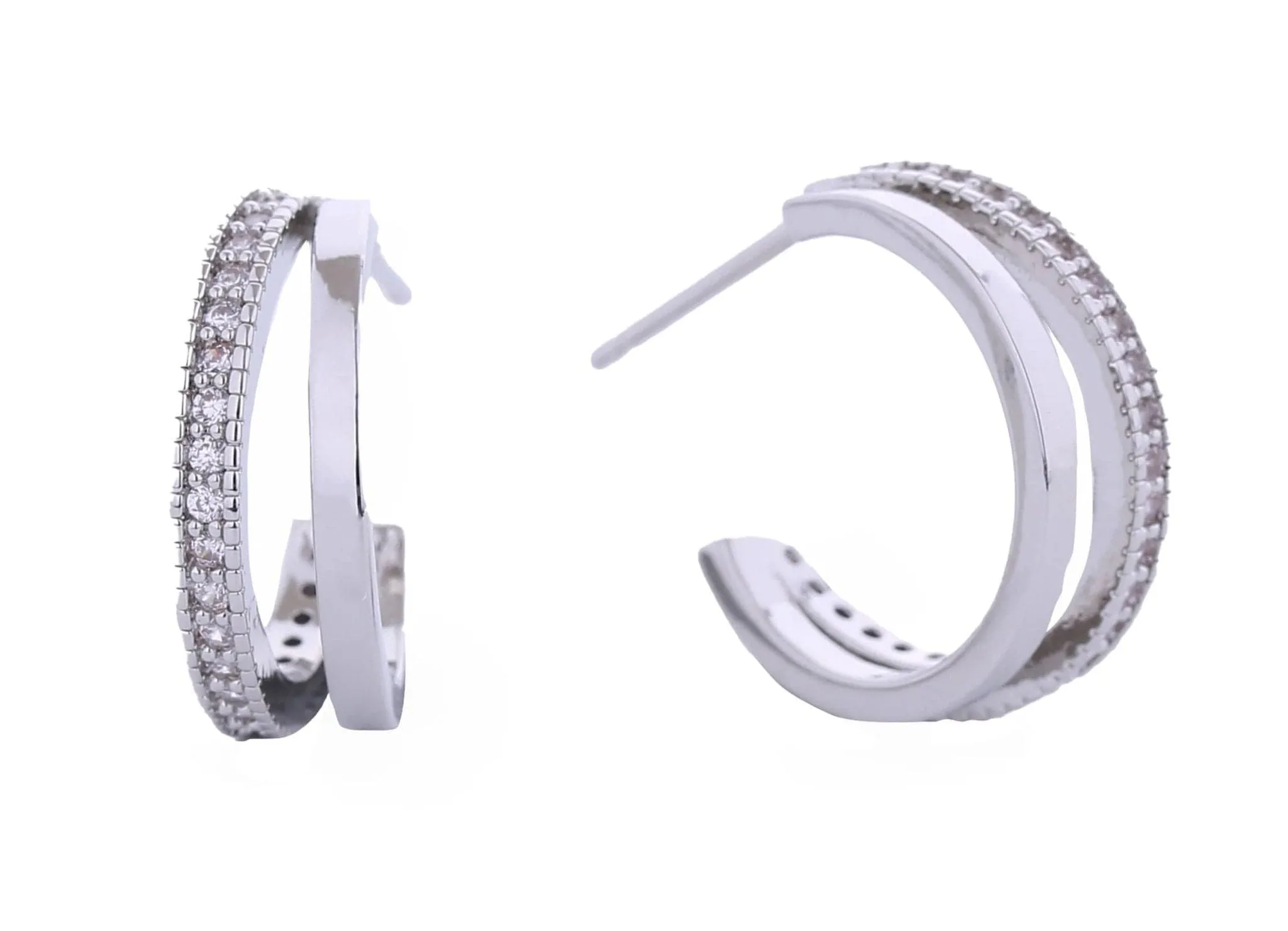 SJE310352 14K Sparkling Pave CZ Hoop Earrings