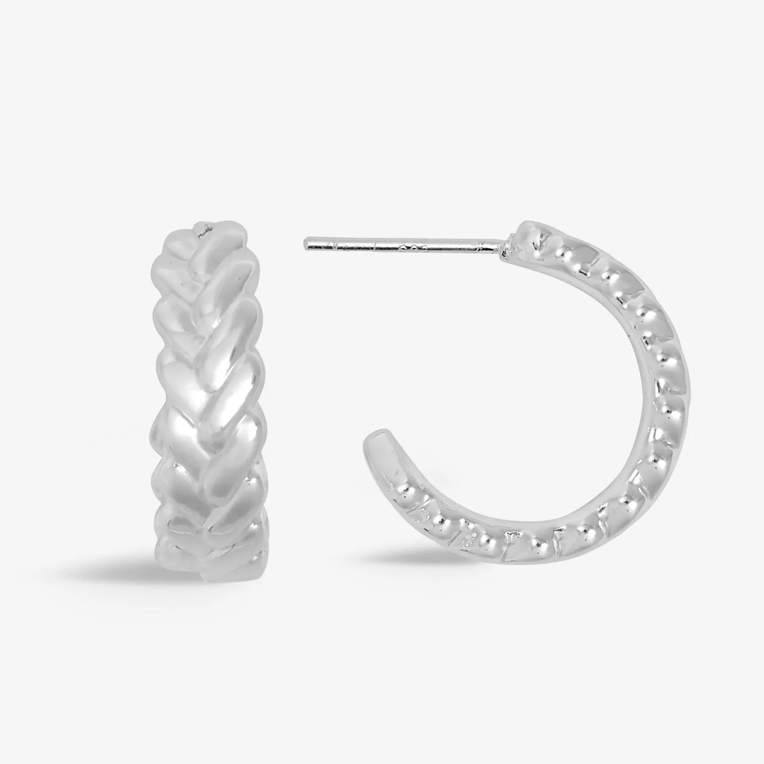 Soul Shine Plaited Hoop Silver Plated Earrings 7603