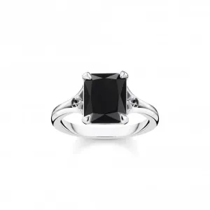 Sterling Silver Black Stone Ring TR2297-641-11