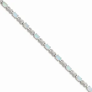 Sterling Silver Created Opal & Illusion Bracelet