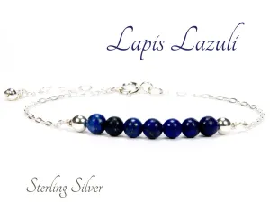 Sterling Silver Lapis Lazuli Gemstone Bracelet