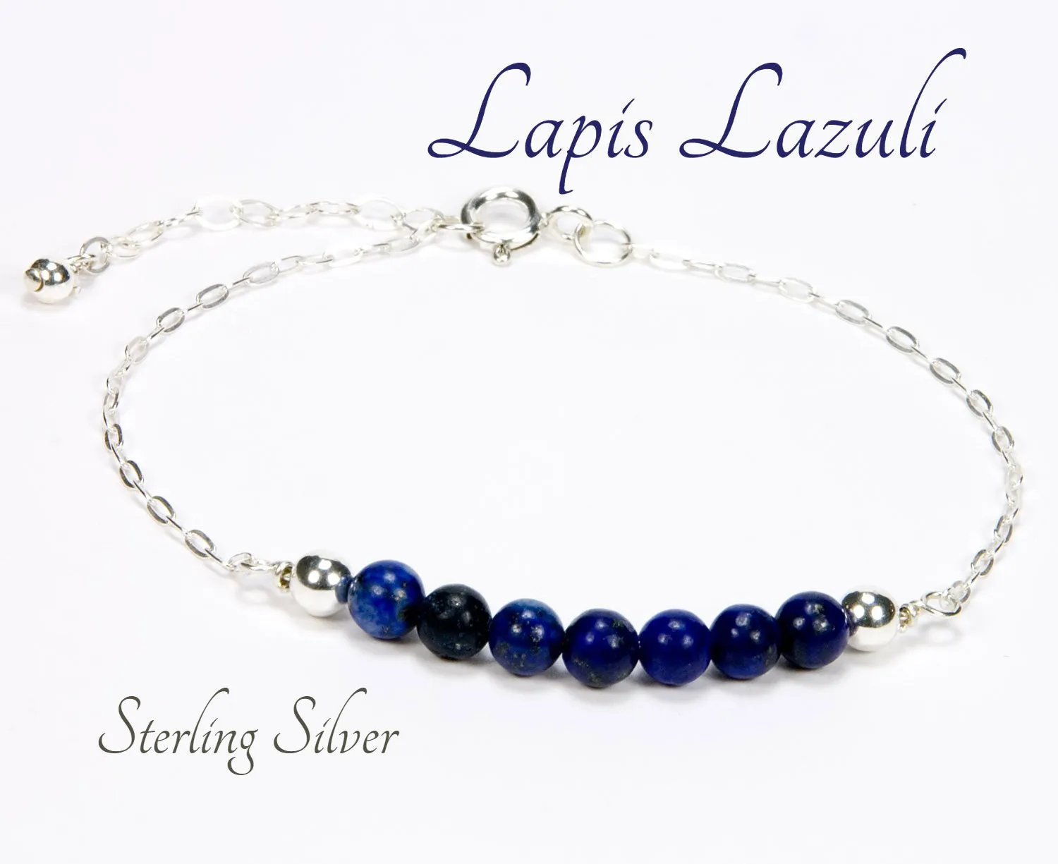 Sterling Silver Lapis Lazuli Gemstone Bracelet