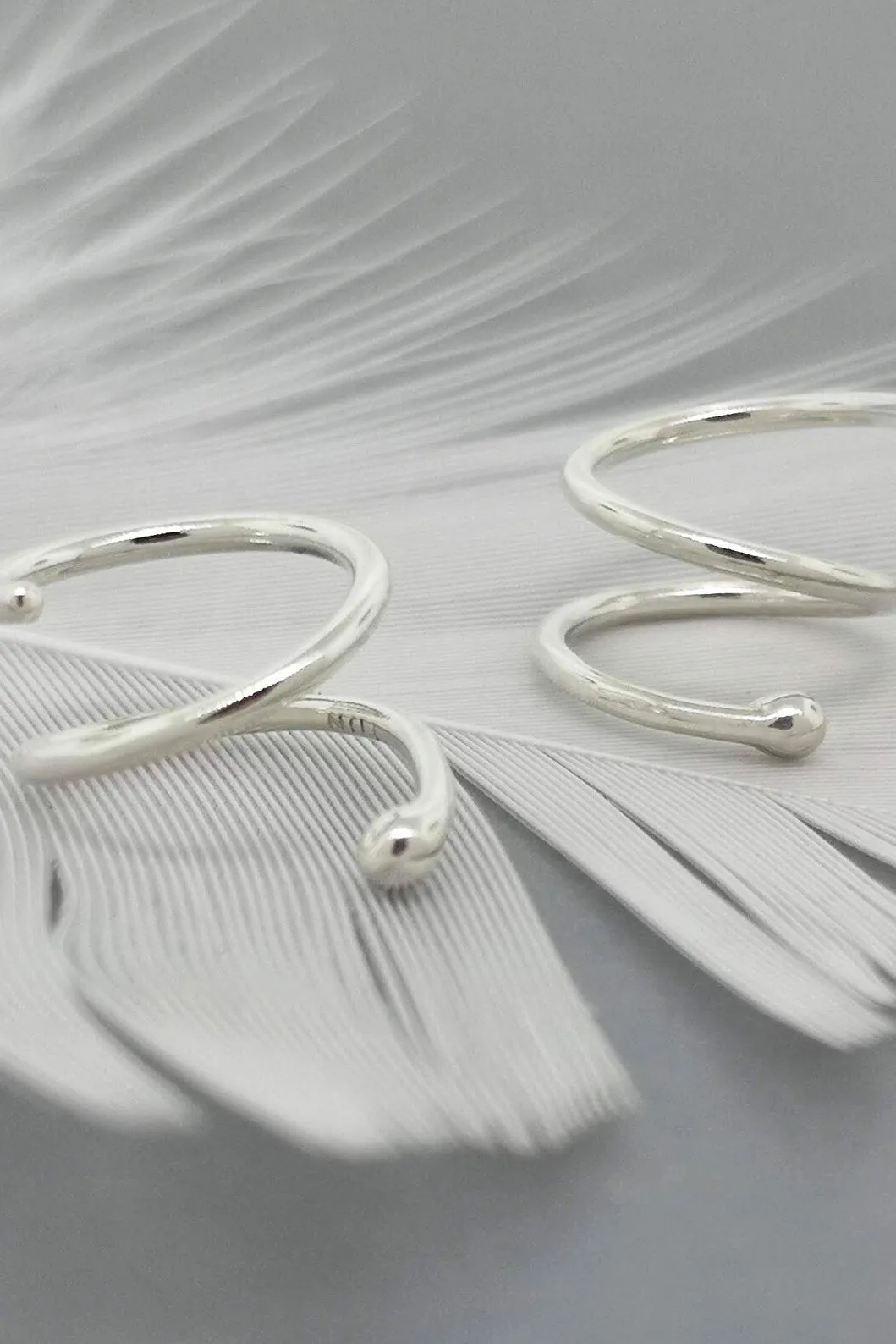 Sterling Silver Spiral Hoop Huggy Earrings