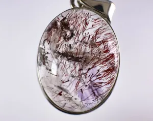 SUPER SEVEN QUARTZ Crystal Pendant - Sterling Silver, Oval - Fine Jewelry, Healing Crystals and Stones, 54128