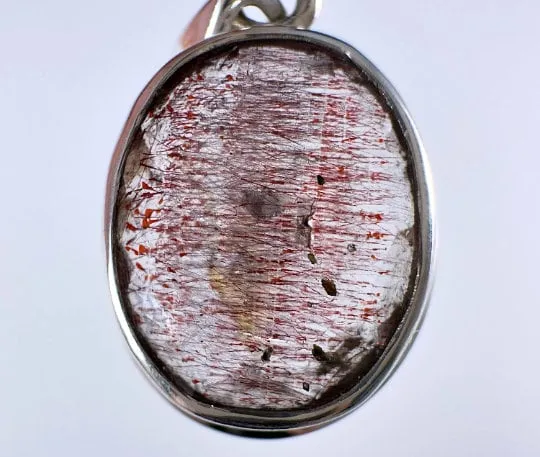 SUPER SEVEN QUARTZ Crystal Pendant - Sterling Silver, Oval - Fine Jewelry, Healing Crystals and Stones, 54133