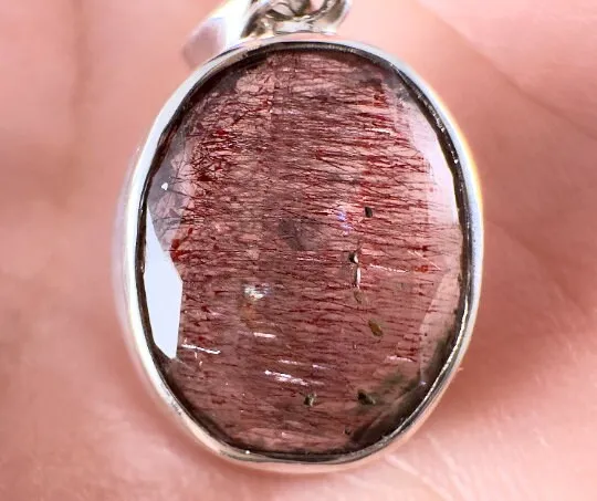 SUPER SEVEN QUARTZ Crystal Pendant - Sterling Silver, Oval - Fine Jewelry, Healing Crystals and Stones, 54133