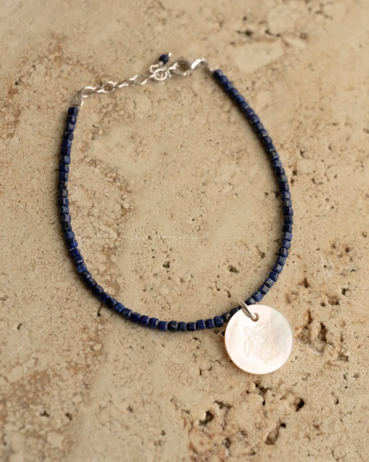 Take 3 Lapis Lazuli and Mother of Pearl Bracelet Sterling Silver