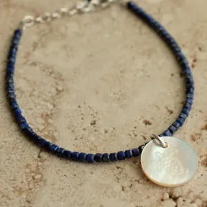 Take 3 Lapis Lazuli and Mother of Pearl Bracelet Sterling Silver