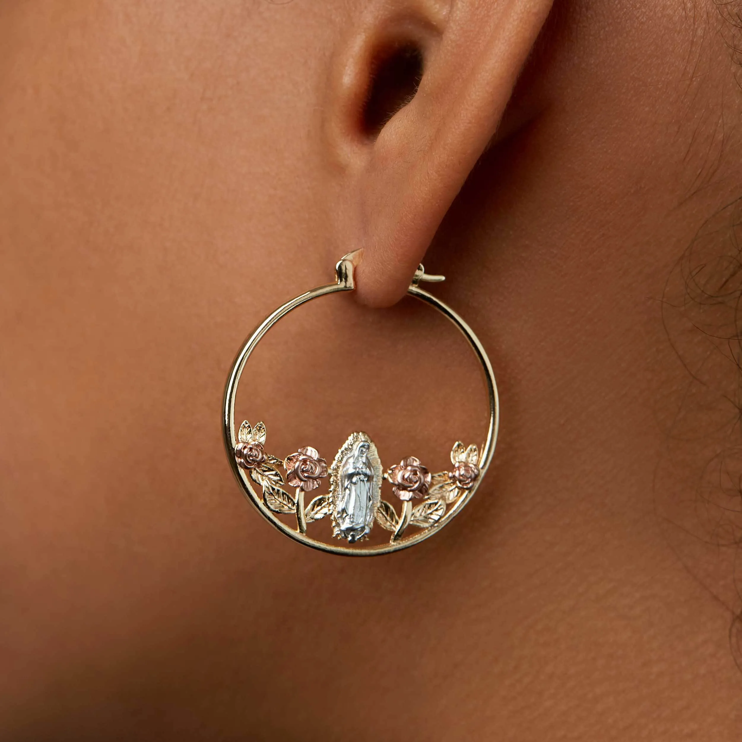 THE GUADALUPE ROSE HOOP EARRINGS