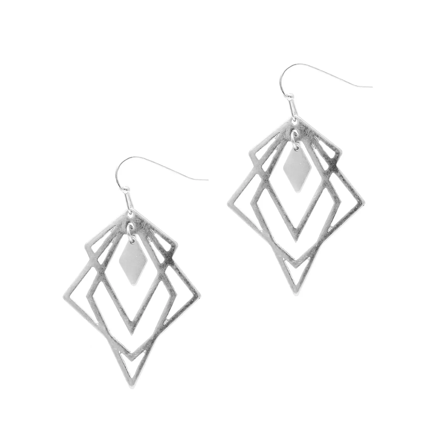 Triple Tri Earrings - Silver