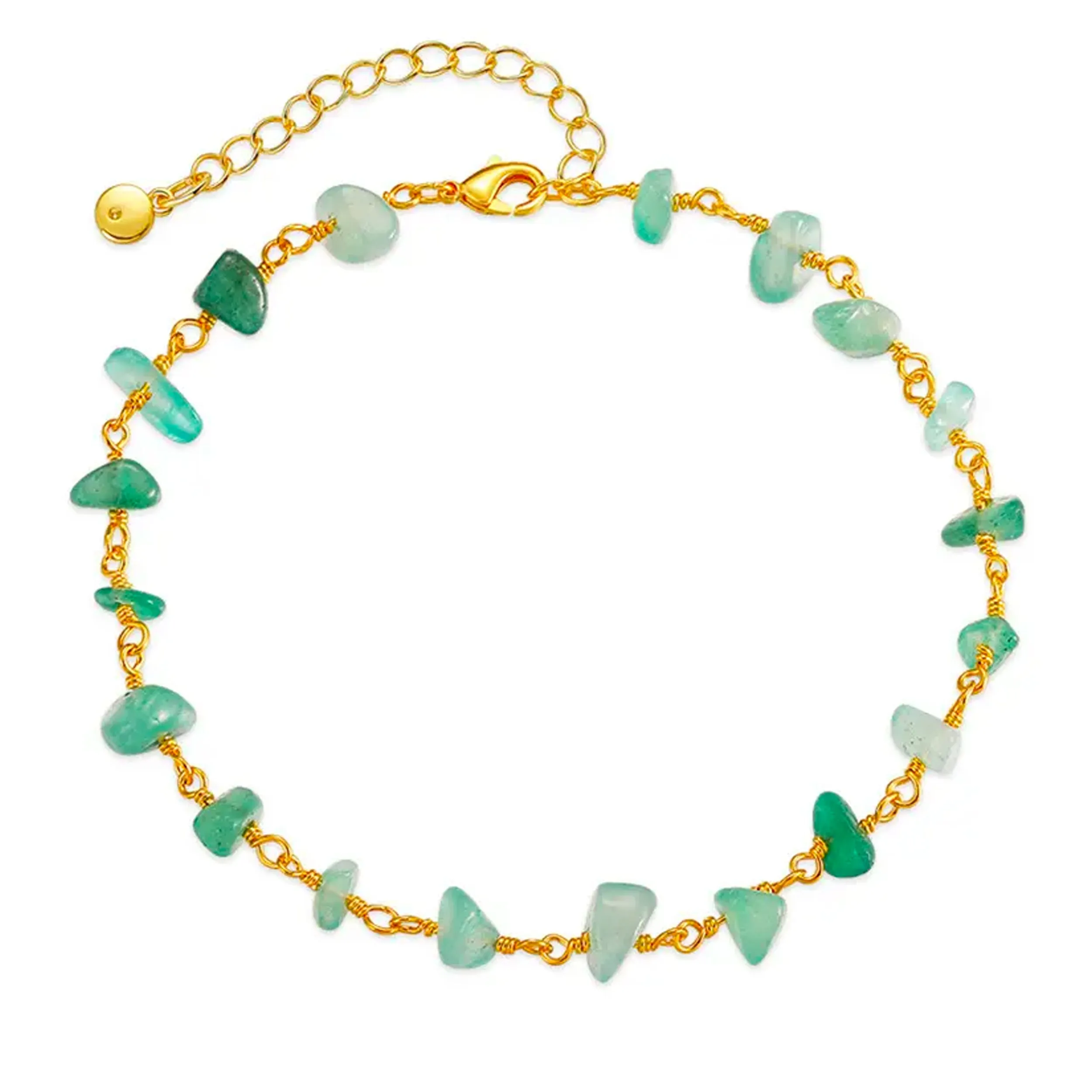 Ula Crystal Stone Anklet - Jade | 18K Gold Plated