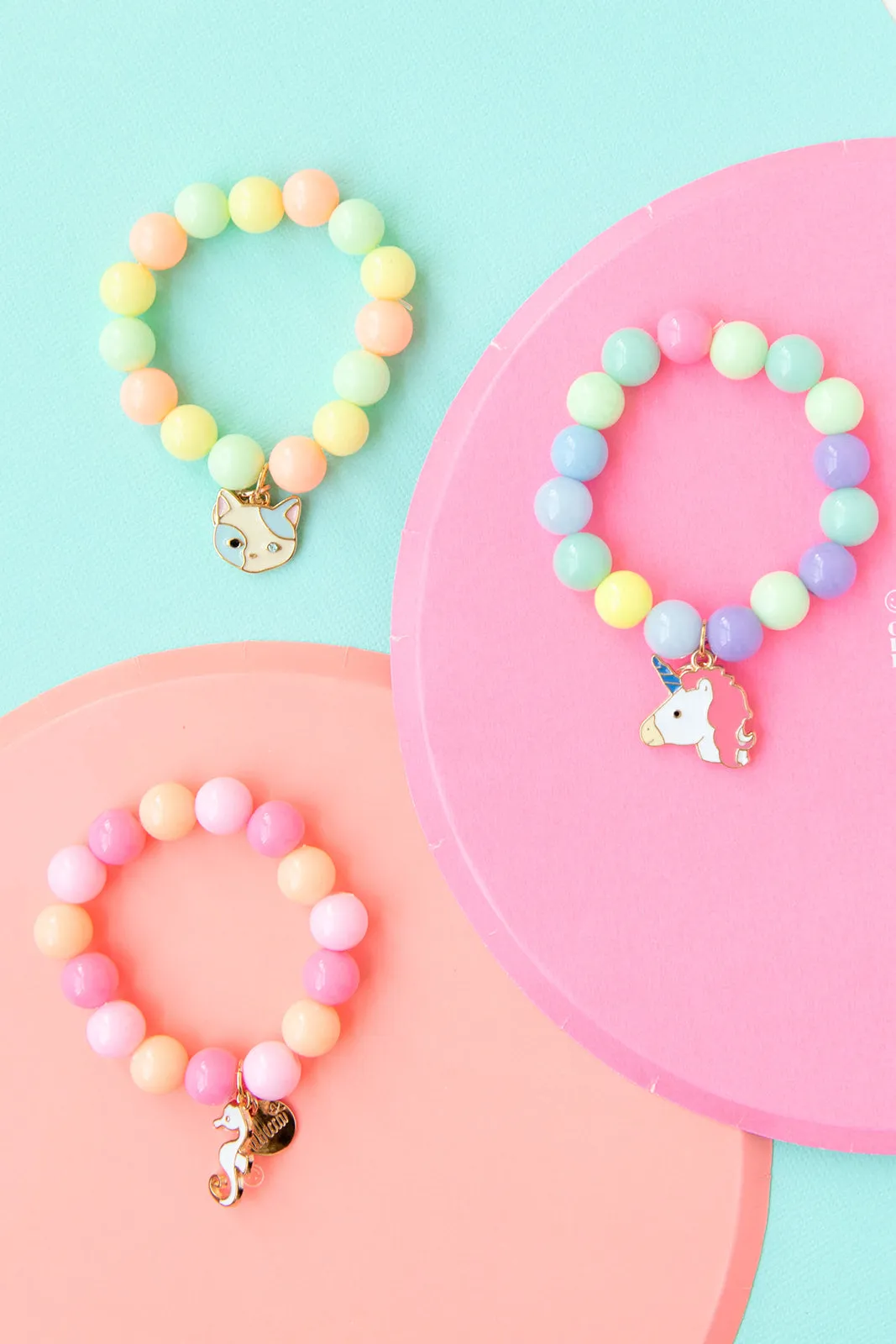 Unicorn Enamel Charm on Stretch Bead Children’s Bracelet