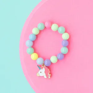 Unicorn Enamel Charm on Stretch Bead Children’s Bracelet