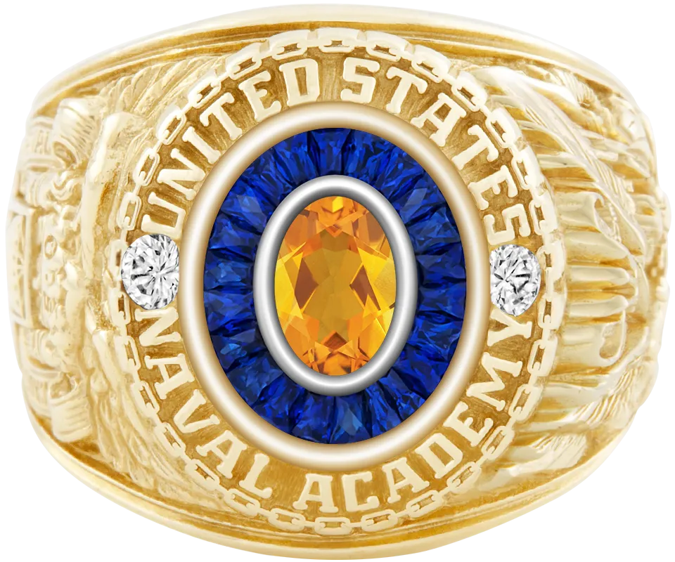 USNA Class Ring Mod™ with Citrine Centerpiece and Diamond Dividers