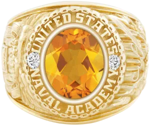 USNA Class Ring Mod™ with Citrine Centerpiece and Diamond Dividers