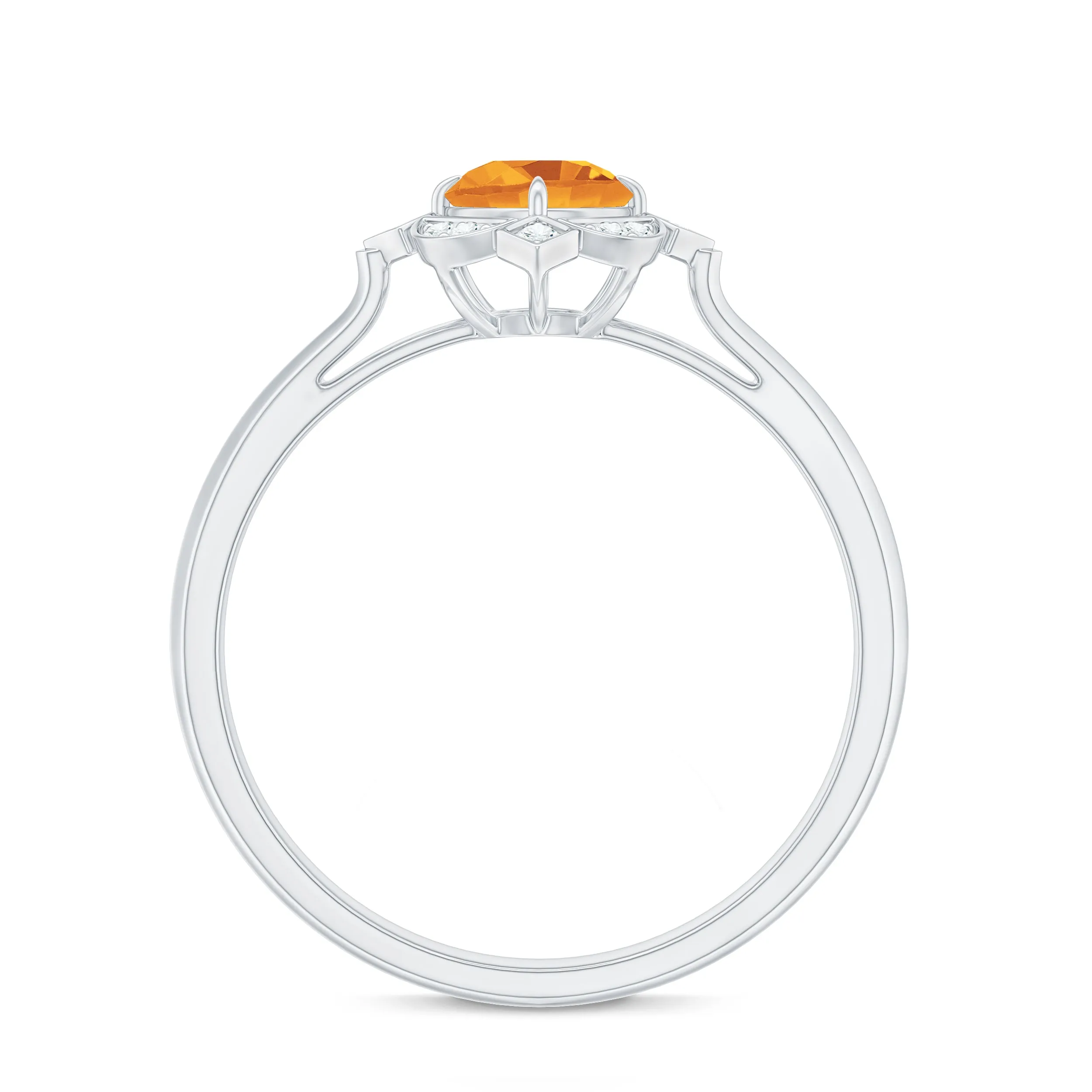 Vintage Inspired Citrine and Diamond Engagement Ring
